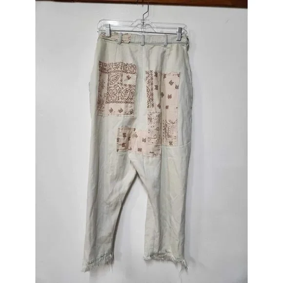 Free People North Star Patched Harem Jeans Size 26 - Picture 6 of 7